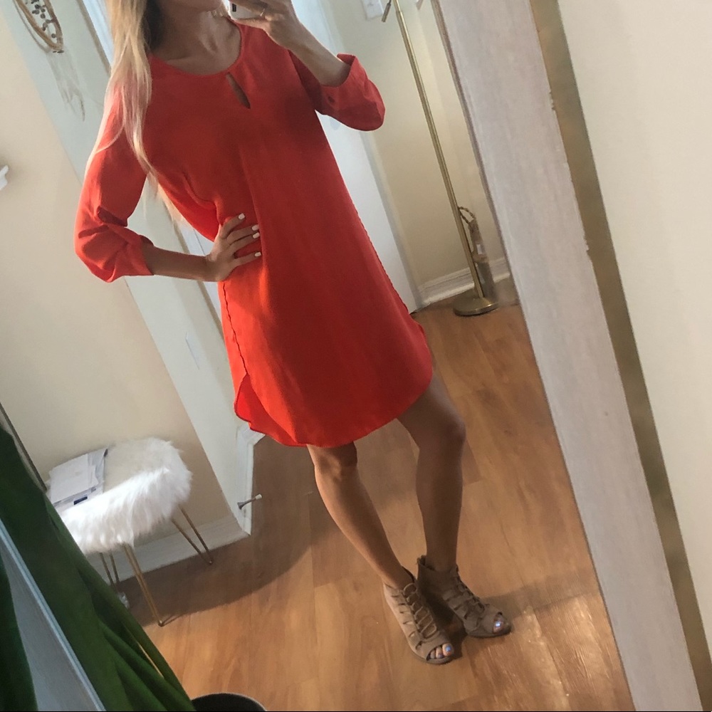 Target coral red satin high low dress